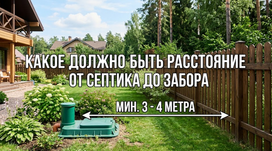 Какое должно быть расстояние от септика до забора